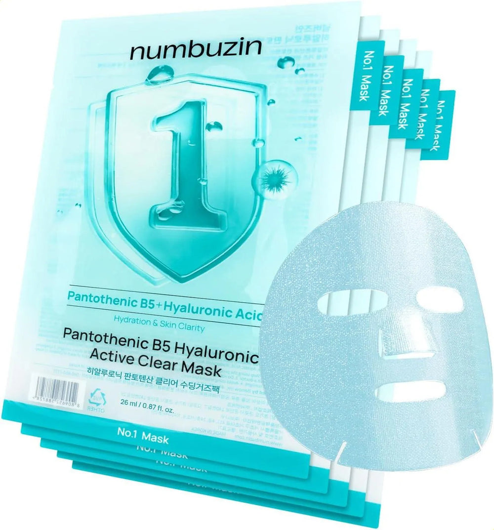 NUMBUZIN No.1 Pantothenic B5 Hyaluronic Active Clear Mask 1u – Mascarilla Calmante Anti-imperfecciones con Ácido Pantoténico (Vitamina B5)