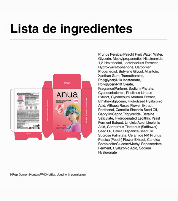 ANUA Peach 70 Niacin Serum Face Mask 1u - Mascarilla Facial Iluminadora con Extracto de Durazno y Niacinamida