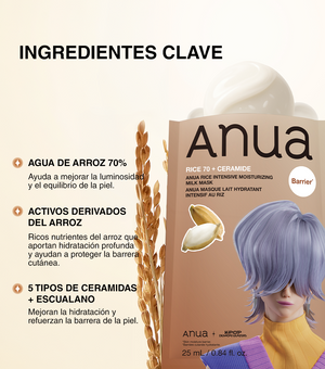 ANUA Rice 70 Intensive Moisturizing Milk Mask 1u - Mascarilla Facial Hidratante e Iluminadora con Extracto de Arroz y Ceramidas