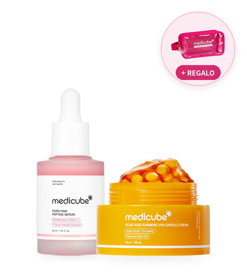 MEDICUBE SET Glow Boost – PDRN Pink Peptide Serum + Kojic Acid Turmeric Vita Capsule Cream