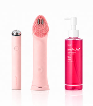 MEDICUBE SET Age-R Booster Pro Mini Plus Pink – Dispositivo + Cabezal Limpiador + Gel Limpiador PDRN