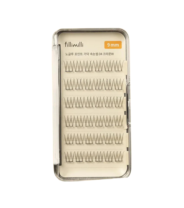 FILLIMILLI No-Glue Point Lashes 04 Crown W (9mm) (36 piezas) - Pestañas Postizas