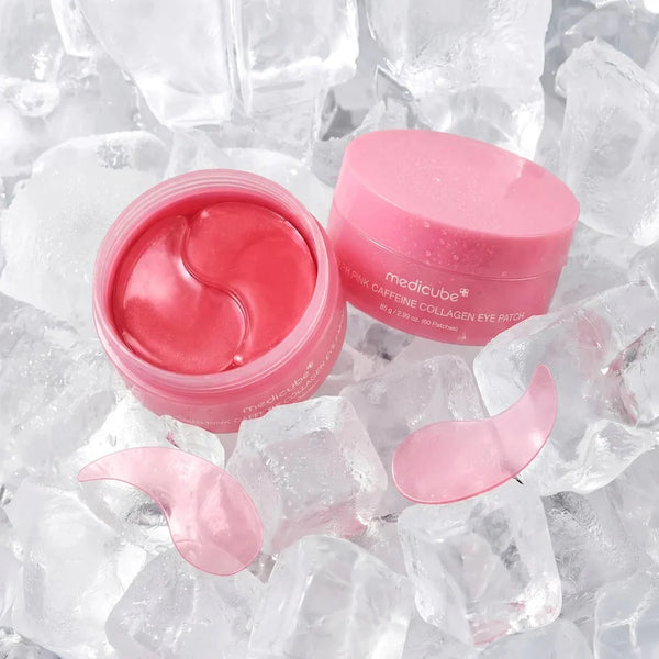 MEDICUBE PDRN Pink Caffeine Collagen Eye Patch - Parches de Hidrogel Para Contorno de Ojos 60 Unidades