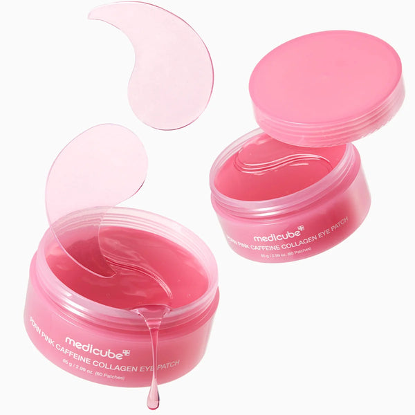 MEDICUBE PDRN Pink Caffeine Collagen Eye Patch - Parches de Hidrogel Para Contorno de Ojos 60 Unidades
