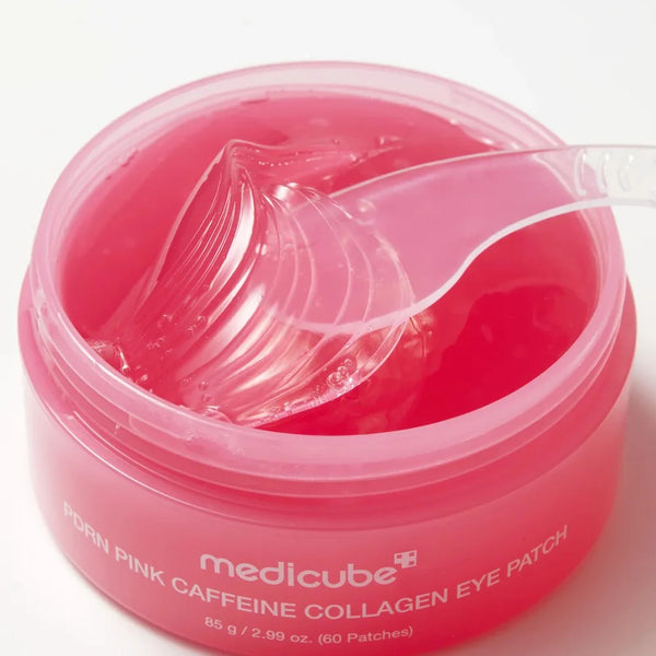MEDICUBE PDRN Pink Caffeine Collagen Eye Patch - Parches de Hidrogel Para Contorno de Ojos 60 Unidades