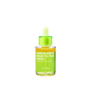 Purito Seoul Azelaic Acid 10 Kojic Tea Tree Serum 30 ml, frasco sobre fondo blanco