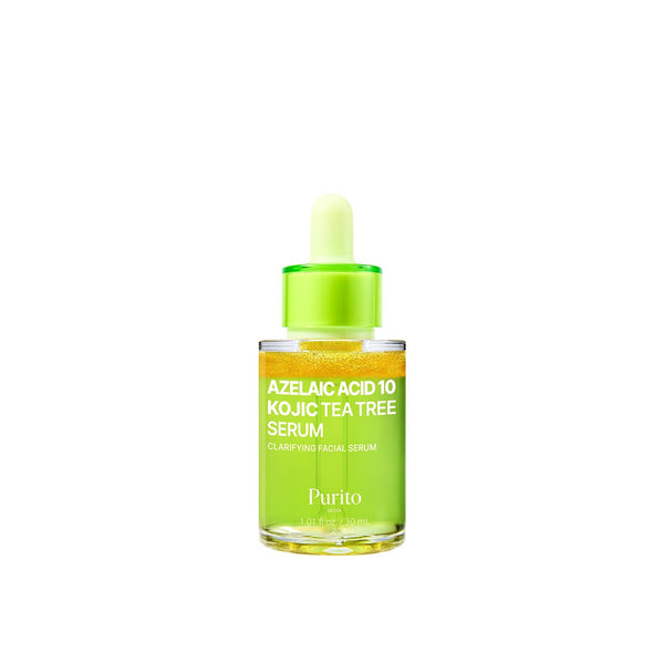Purito Seoul Azelaic Acid 10 Kojic Tea Tree Serum 30 ml, frasco sobre fondo blanco