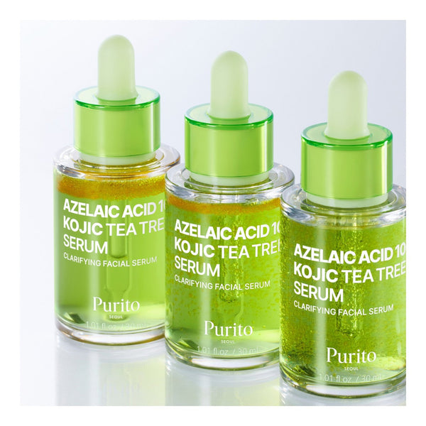 Purito Seoul Azelaic Acid 10 Kojic Tea Tree Serum 30 ml, tres frascos