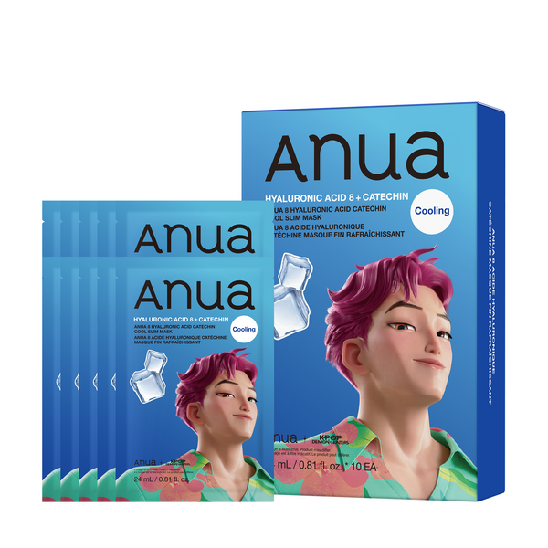 ANUA | 8 Hyaluronic Acid Catechin Cool Slim Mask 1u | Mascarilla Facial Hidratante y Refrescante con Ácido Hialurónico y Catequinas